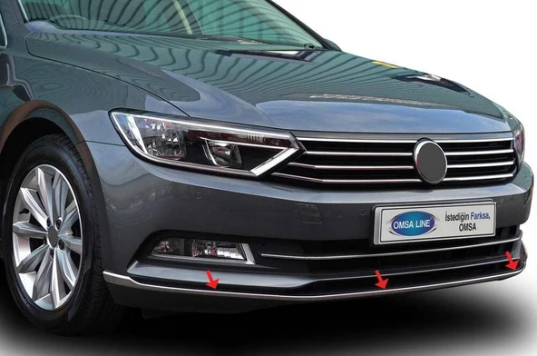 OMSA VW Passat B8 Krom Ön Tampon Çıtası 3 Parça 2015-2019 Arası - 5