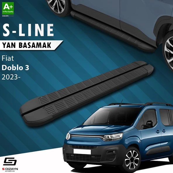 S-Dizayn Fiat Doblo 3 S-Line Siyah Yan Basamak 203 Cm 2023 Üzeri A+ Kalite ürün görseli