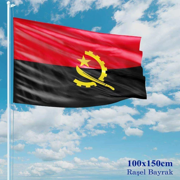 Angola Bayrağı - 100x150 cm (1 metre x 1,5 metre) - Raşel Kumaş