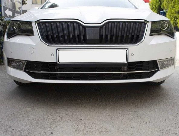 OMSA Skoda Superb B8 Krom Ön Tampon Çıtası 3 Parça 2015-2019 Arası - Resim 3