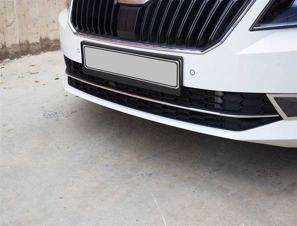 OMSA Skoda Superb B8 Krom Ön Tampon Çıtası 3 Parça 2015-2019 Arası - Resim 4