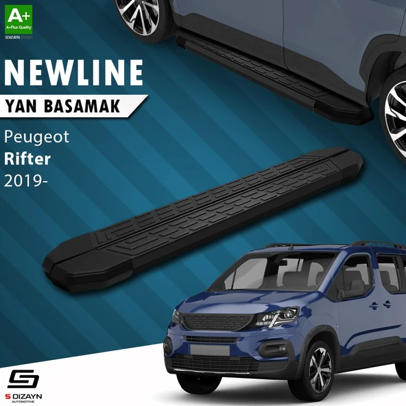 S-Dizayn Peugeot Rifter Uzun Şase NewLine Siyah Yan Basamak 213 Cm 2019 Üzeri A+ Kalite ürün görseli