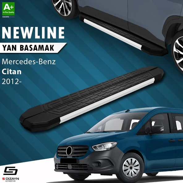 S-Dizayn Mercedes Citan Uzun Şase NewLine Aluminyum Yan Basamak 223 Cm 2012-2021 A+ Kalite ürün görseli