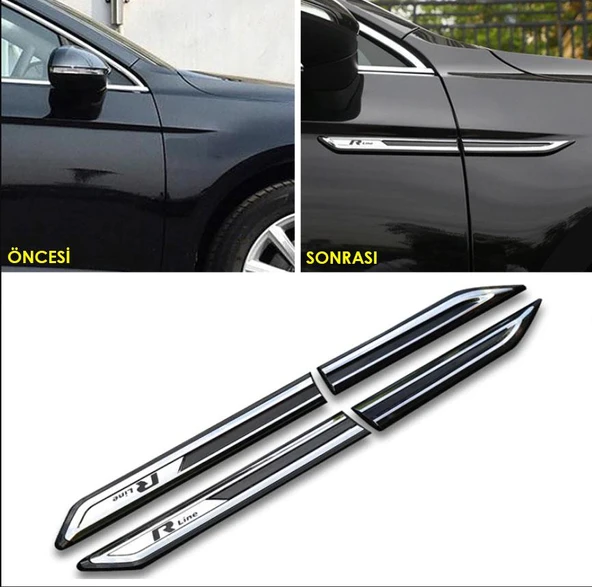 S-Dizayn VW Passat B8 ABS Krom Çamurluk Çıtası 4 Prç. R Line 2015-2019 - Resim 4