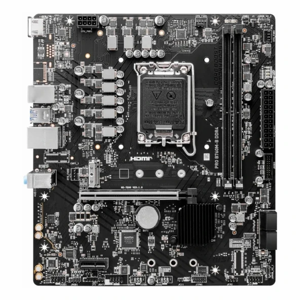 MSI Pro B760M-B DDR4 (4800MHz)OC M.2 HDMI PCIe 4.0 1700P mATX Anakart - Resim 2