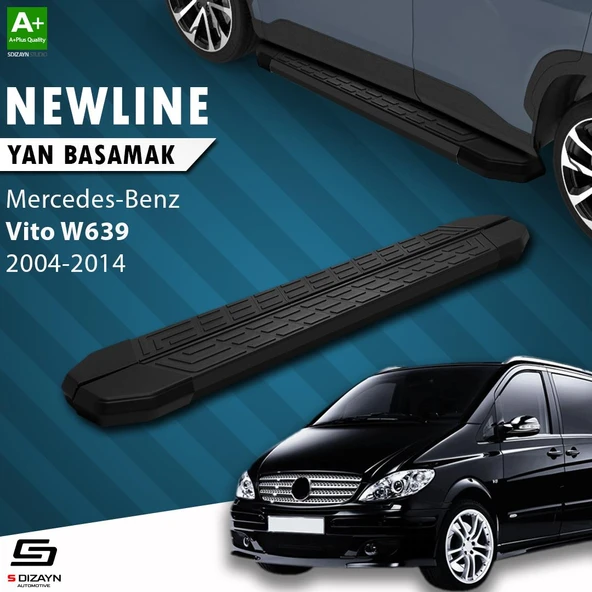 S-Dizayn Mercedes Vito W639 Uzun Şase NewLine Siyah Yan Basamak 253 Cm 2004-2014 A+ Kalite ürün görseli