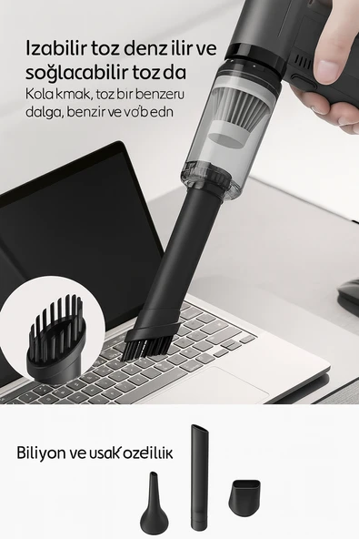 Elektrikli Hava Toz Alma Cihazı, 130000 RPM Basınçlı Hava Toz Alma Cihazı Araba  Bilgisayar Klavyesi - 3