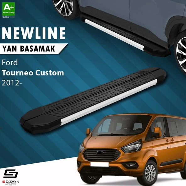 S-Dizayn Ford Tourneo Custom Kısa Şase NewLine Aluminyum Yan Basamak 203 Cm 2012-2023 A+ Kalite ürün görseli