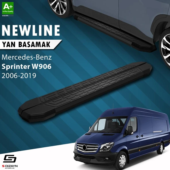 S-Dizayn Mercedes Sprinter W906 Kısa Şase NewLine Siyah Yan Basamak 263 Cm 2006-2019 A+ Kalite ürün görseli