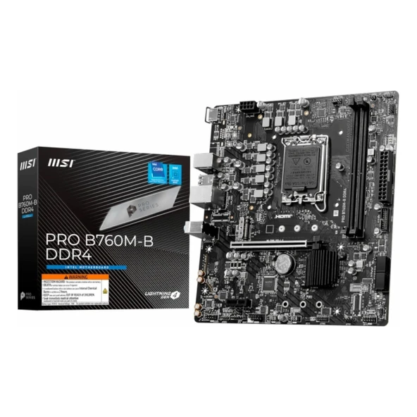 MSI Pro B760M-B DDR4 (4800MHz)OC M.2 HDMI PCIe 4.0 1700P mATX Anakart ürün görseli 1