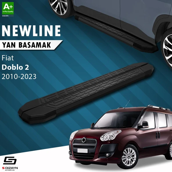 S-Dizayn Fiat Doblo 2 Uzun Şase NewLine Siyah Yan Basamak 223 Cm 2010-2023 A+ Kalite ürün görseli