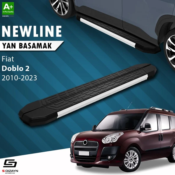 S-Dizayn Fiat Doblo 2 Uzun Şase NewLine Aluminyum Yan Basamak 223 Cm 2015-2023 A+ Kalite ürün görseli
