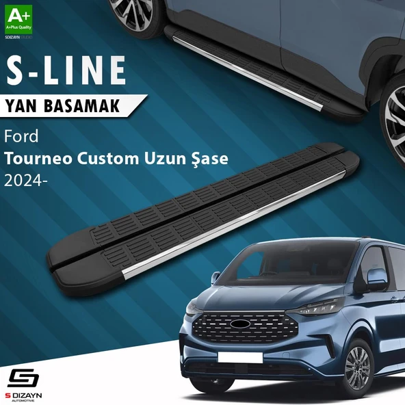 S-Dizayn Ford Tourneo Custom 2 Uzun Şase S-Line Krom Yan Basamak 263 Cm 2023 Üzeri A+ Kalite ürün görseli