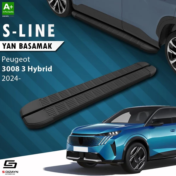S-Dizayn Peugeot 3008 3 Hybrid S-Line Siyah Yan Basamak 183 Cm 2024 Üzeri A+ Kalite ürün görseli