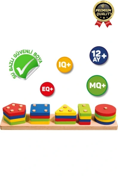 Özel Üretim Kişisel Gelişim Koordinasyon Çocuk Eğlenirken Öğreten Ahşap Geometrik Şekiller Oyunu - 2