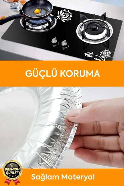 Çok Amaçlı Pratik Leke Önleyici Isıya Dayanıklı Yıkanabilir Alüminyum Ocak Koruyucu Folyo - 10 Adet - 3