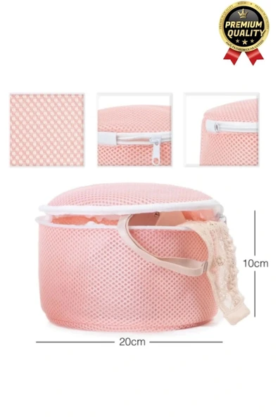 Çok Amaçlı Dayanıklı Fermuarlı Kumaş Sütyen İç Çamaşırı Yıkama Filesi Torbası Seti 2 Adet 20x15cm - 4