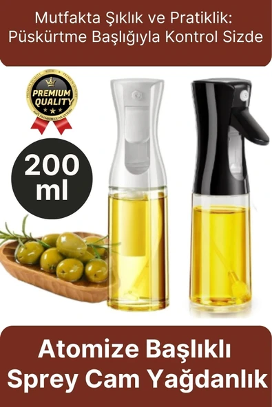 Çok Amaçlı Atomize Başlıklı Sızdırmaz Airfryer Püskürtmeli Fısfıs Sprey Cam Yağdanlık 200 Ml 1 Adet ürün görseli