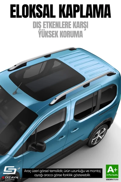 S-Dizayn Ford Connect Kısa Şase Aluminyum Gri Tavan Çıtası 2002-2014 A+ Kalite - 2