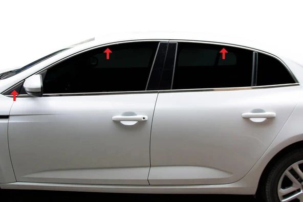 OMSA Renault Megane 4 Sedan Krom Üst Cam Çerçevesi 6 Parça 2021 ve Sonrası - Resim 4