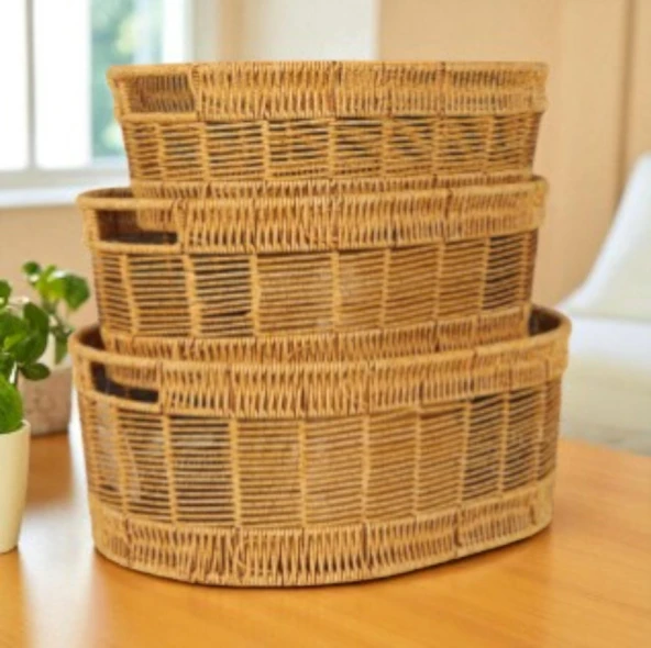 Oval Rattan Büyük Boy Sepet - Resim 2