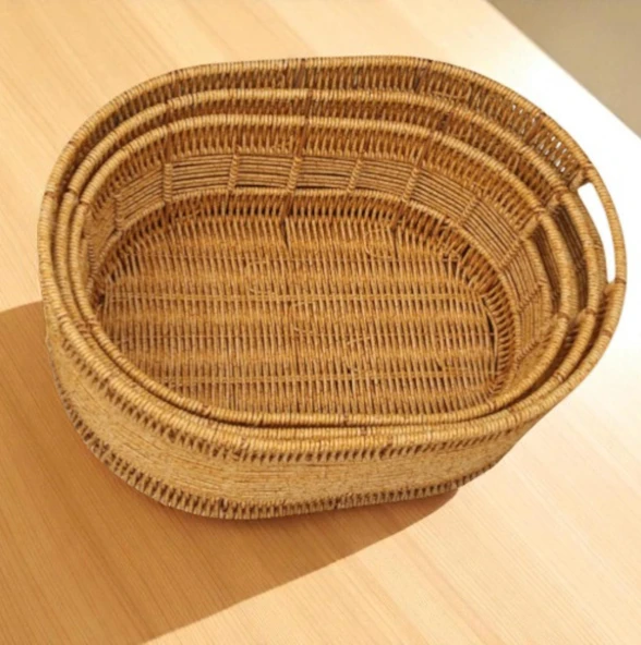 Oval Rattan Büyük Boy Sepet - Resim 5