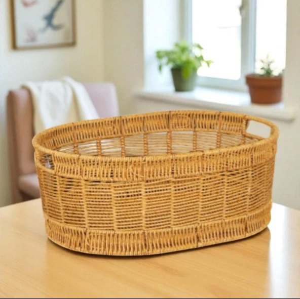 Oval Rattan Büyük Boy Sepet - Resim 3