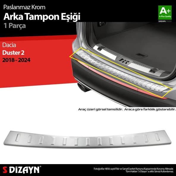 S-Dizayn Dacia Duster Krom Arka Tampon Eşiği 2018-2023 ürün görseli