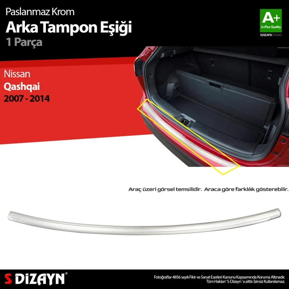 S-Dizayn Nissan Qashqai Krom Arka Tampon Eşiği 2007-2014 ürün görseli