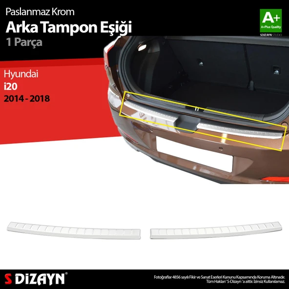 S-Dizayn Hyundai i20 Krom Arka Tampon Eşiği 2014-2018 ürün görseli
