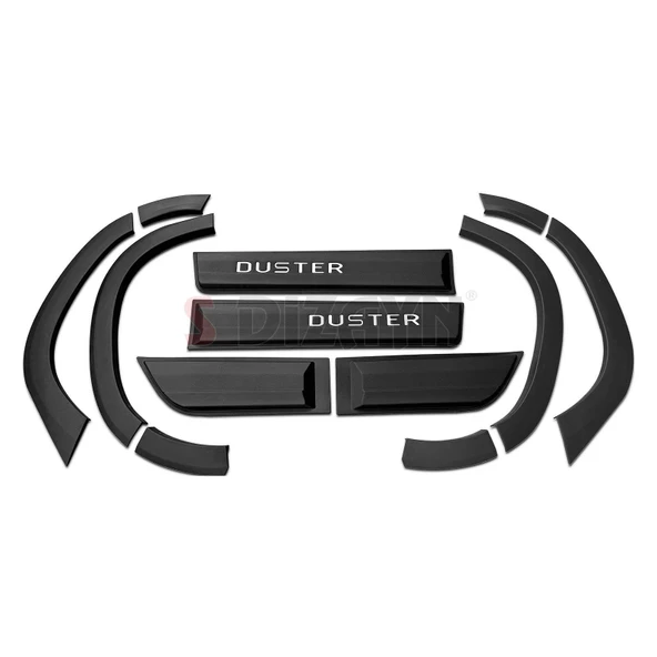 S-Dizayn Dacia Duster 2 Kapı Koruma ve Çamurluk Kaplaması Dodik Seti (Mat Krom) Yazılı 12 Prç 2018-2023 A+ Kalite - Resim 2