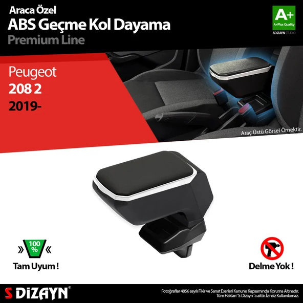 S-Dizayn Peugeot 208 2 Kol Dayama Kolçak Geçmeli ABS Gri 2019 Üzeri A+Kalite ürün görseli