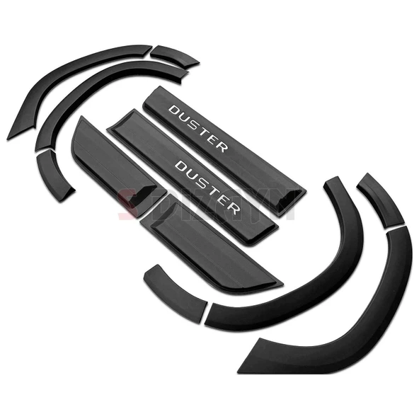 S-Dizayn Dacia Duster 2 Kapı Koruma ve Çamurluk Kaplaması Dodik Seti (Mat Krom) Yazılı 12 Prç 2018-2023 A+ Kalite - Resim 3
