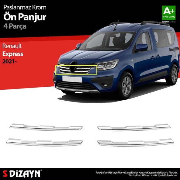 S-Dizayn Renault Express Krom Ön Panjur 4 Prç 2021 Üzeri ürün görseli