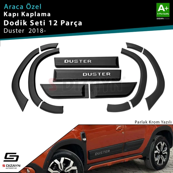 S-Dizayn Dacia Duster 2 Kapı Koruma ve Çamurluk Kaplaması Dodik Seti Parlak Krom Yazılı 12 Prç 2018-2023 A+ Kalite ürün görseli