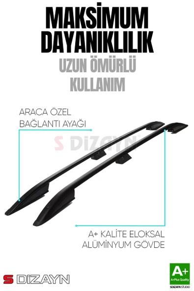 S-Dizayn Opel Combo E Kısa Şase Aluminyum Siyah Tavan Çıtası 2019 Üzeri A+ Kalite - Resim 4
