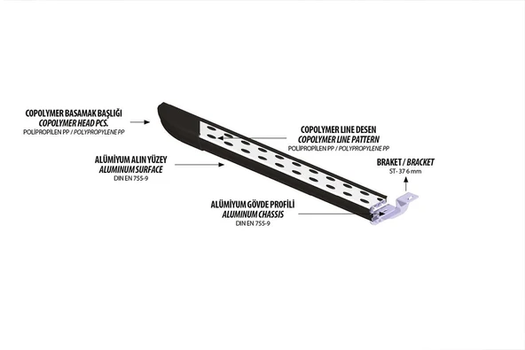 OMSA Ssangyong Korando Dot Line Yan Basamak Siyah 2019 ve Sonrası - Resim 4