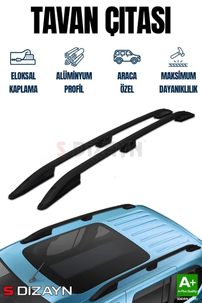 S-Dizayn Peugeot Partner 3 Kısa Şase Aluminyum Siyah Tavan Çıtası 2019 Üzeri A+ Kalite ürün görseli