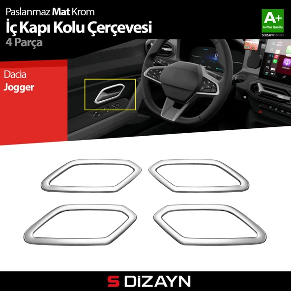 S-Dizayn Dacia Jogger Krom İç Kapı Kolu Çerçevesi 4 Prç 2022 Üzeri A+ Kalite (Mat Krom) ürün görseli