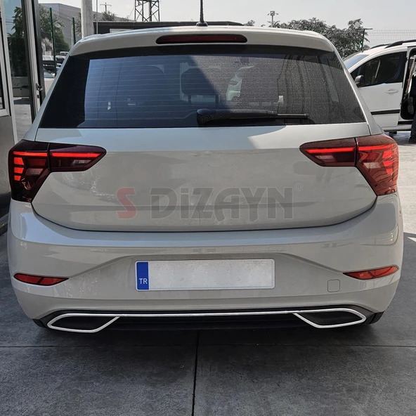 S-Dizayn VW Polo 6 HB Makyajlı Krom Egzoz Çıkışı Difüzör 2021 Üzeri - Resim 5
