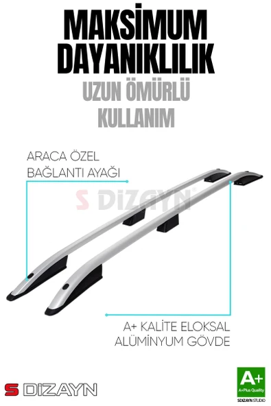 S-Dizayn Peugeot Partner Tepee Aluminyum Gri Tavan Çıtası 2008-2018 A+ Kalite - Resim 4