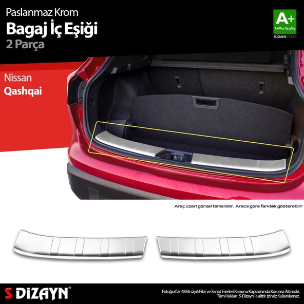 S-Dizayn Nissan Qashqai Krom Bagaj İç Eşiği 2 Prç. 2017-2021 A+ Kalite ürün görseli