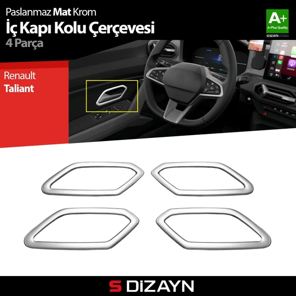 S-Dizayn Renault Taliant Krom İç Kapı Kolu Çerçevesi 4 Prç 2021 Üzeri A+ Kalite (Mat Krom) ürün görseli