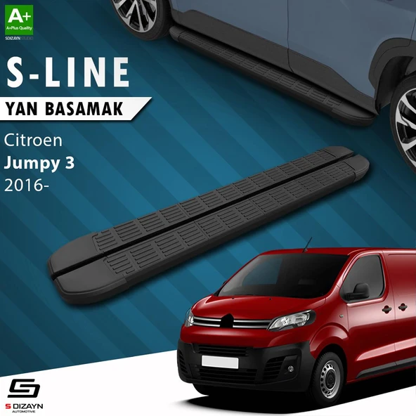 S-Dizayn Citroen Jumpy 3 Kısa Şase S-Line Siyah Yan Basamak 213 Cm 2016 Üzeri A+ Kalite ürün görseli
