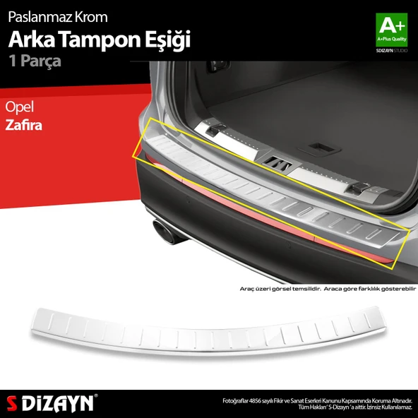 S-Dizayn Opel Zafira Tourer C Krom Arka Tampon Eşiği 2011-2019 A+ Kalite ürün görseli