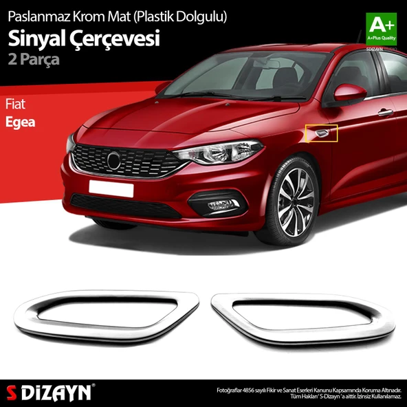 S-Dizayn Fiat Egea (Mat Krom) Sinyal Çerçevesi 2 Prç. ABS Plastik Dolgulu 2015 Üzeri A+ Kalite ürün görseli