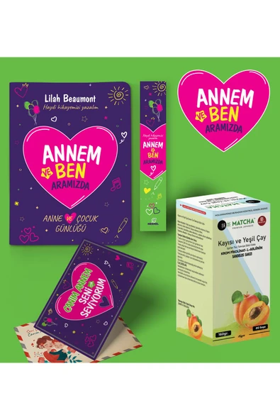 nesnel yayınlar Annem ve Ben Aramizda Günlügü Karpostal-Ayraç ve Kayısılı Matcha Seti ürün görseli 1
