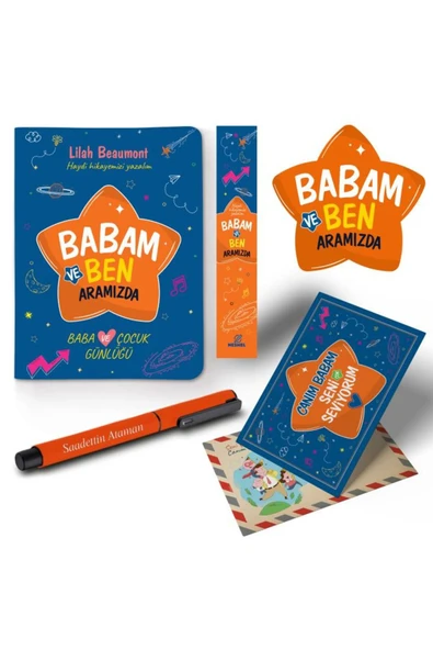 nesnel yayınlar Babam ve Ben Aramızda Ayraç Kartpostal Kalem - Turuncu ürün görseli 1