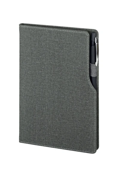 Nesnel Gift Koyu Gri Kalemlikli Termo Deri Ajanda - Siyah Touchpenli Metal Kalem Hediyeli - Resim 4