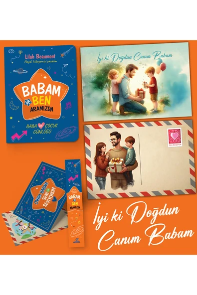 nesnel yayınlar Babam ve Ben - Aramızda - Ayraç ve İkili Doğum Günü Kartpostalı ürün görseli 1